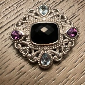 Judith Ripka pin or enhancer, silver with gemstones